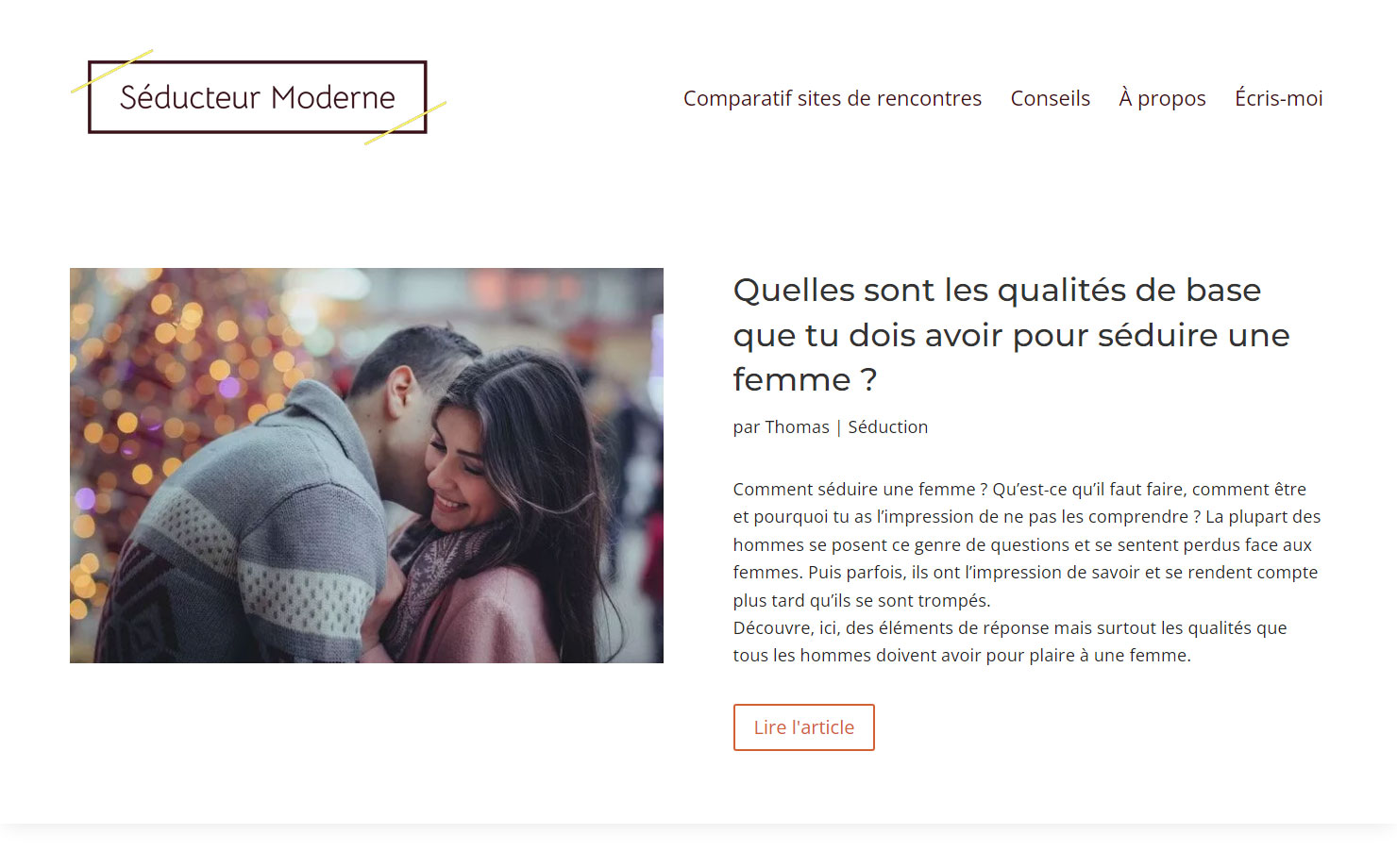 Séducteur Moderne - Conseils en séduction et comparaison de sites de rencontres