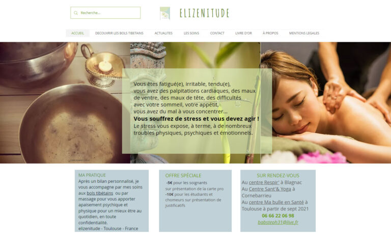 Elizenitude - Lutte contre le stress par des soins sonores et vibratoires aux bols chantants tibétains et des massages relaxants