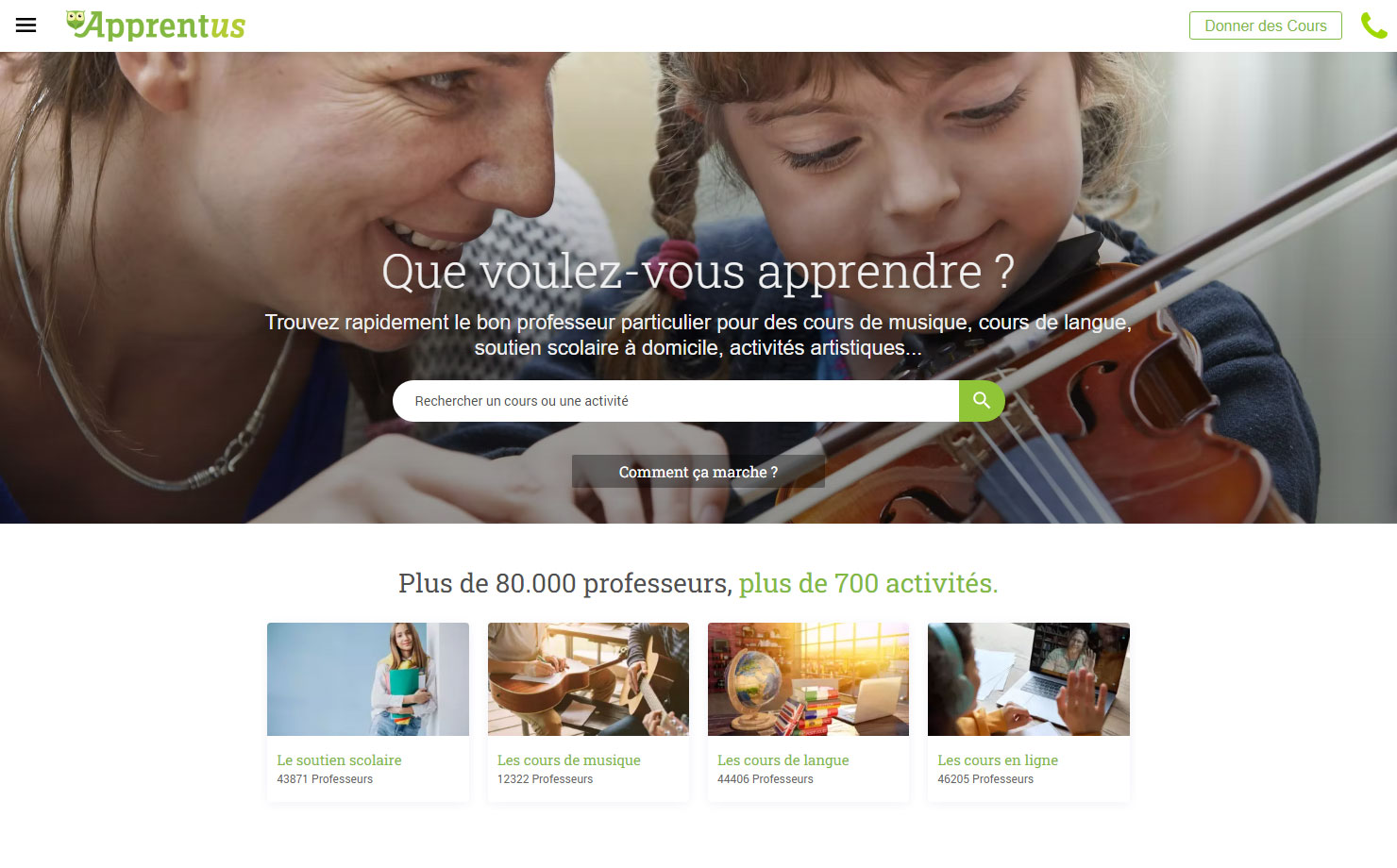 Apprentus - Plateforme de cours particuliers