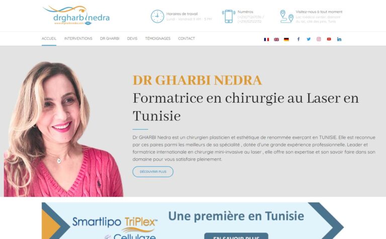 Dr Nedra Gharbi - Chirurgienne esthétique au laser en Tunisie