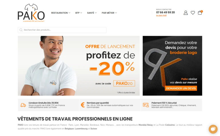 Pakopro - Vêtements professionnels en ligne