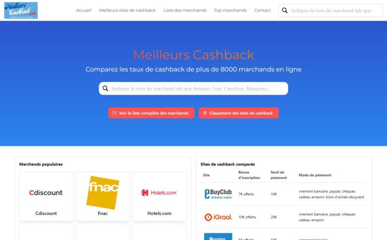 Meilleurs cashback