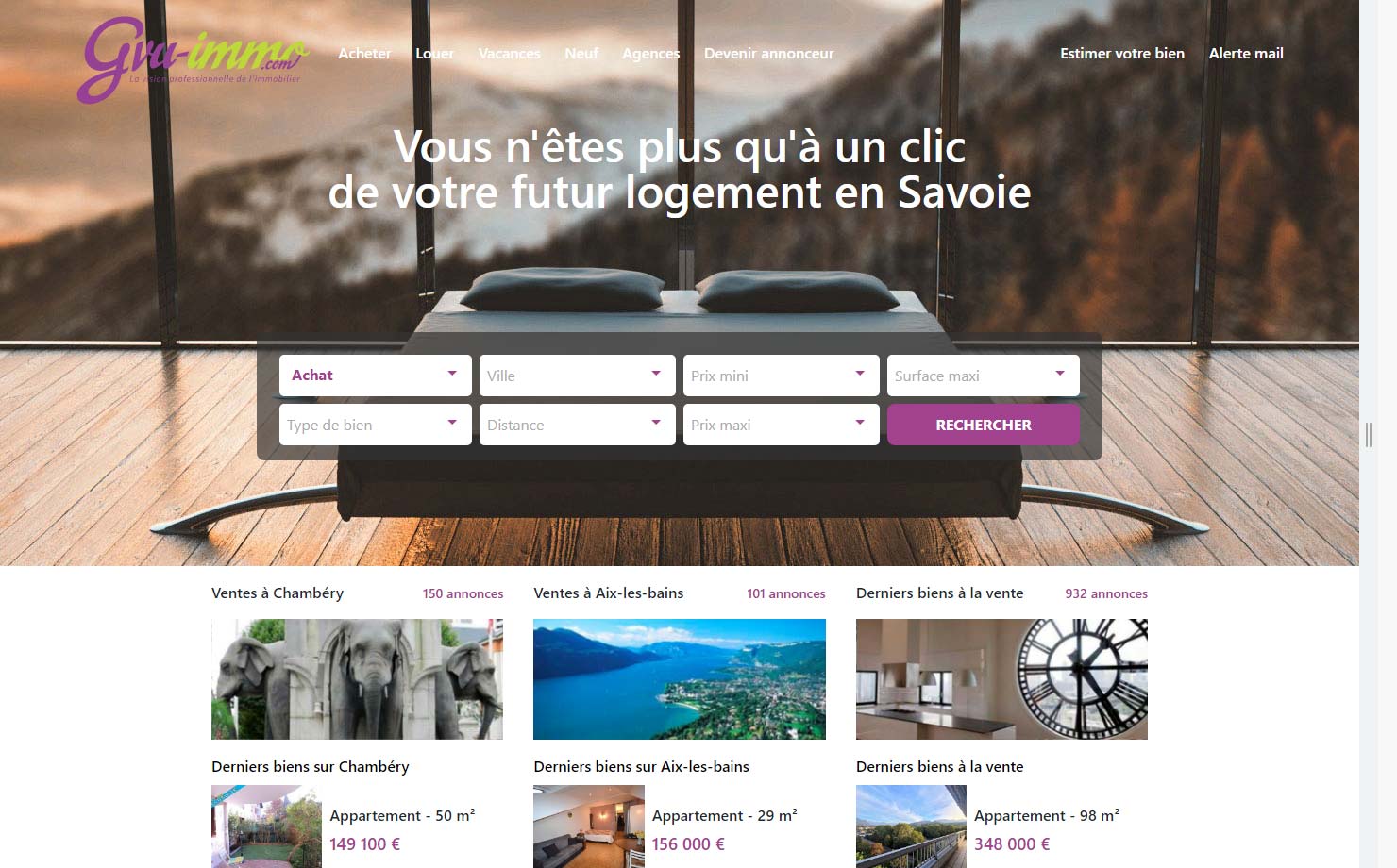 Gvu immo - Portail immobilier des agence immobilières de Savoie