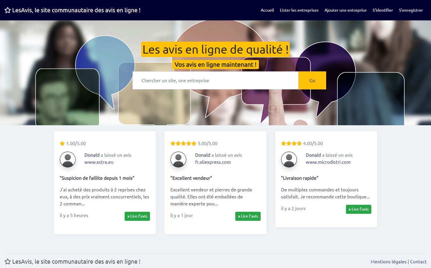Les avis - Site d'avis communautaire