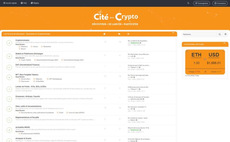 Cité de la Crypto - Forum francophone de référence pour tout savoir sur l'univers des cryptomonnaies, de la blockchain et du Web3