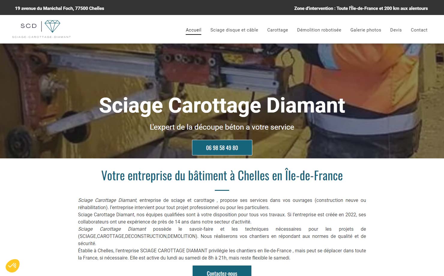 Sciage Carottage Diamant - Entreprise de démolition en Ile-de-France