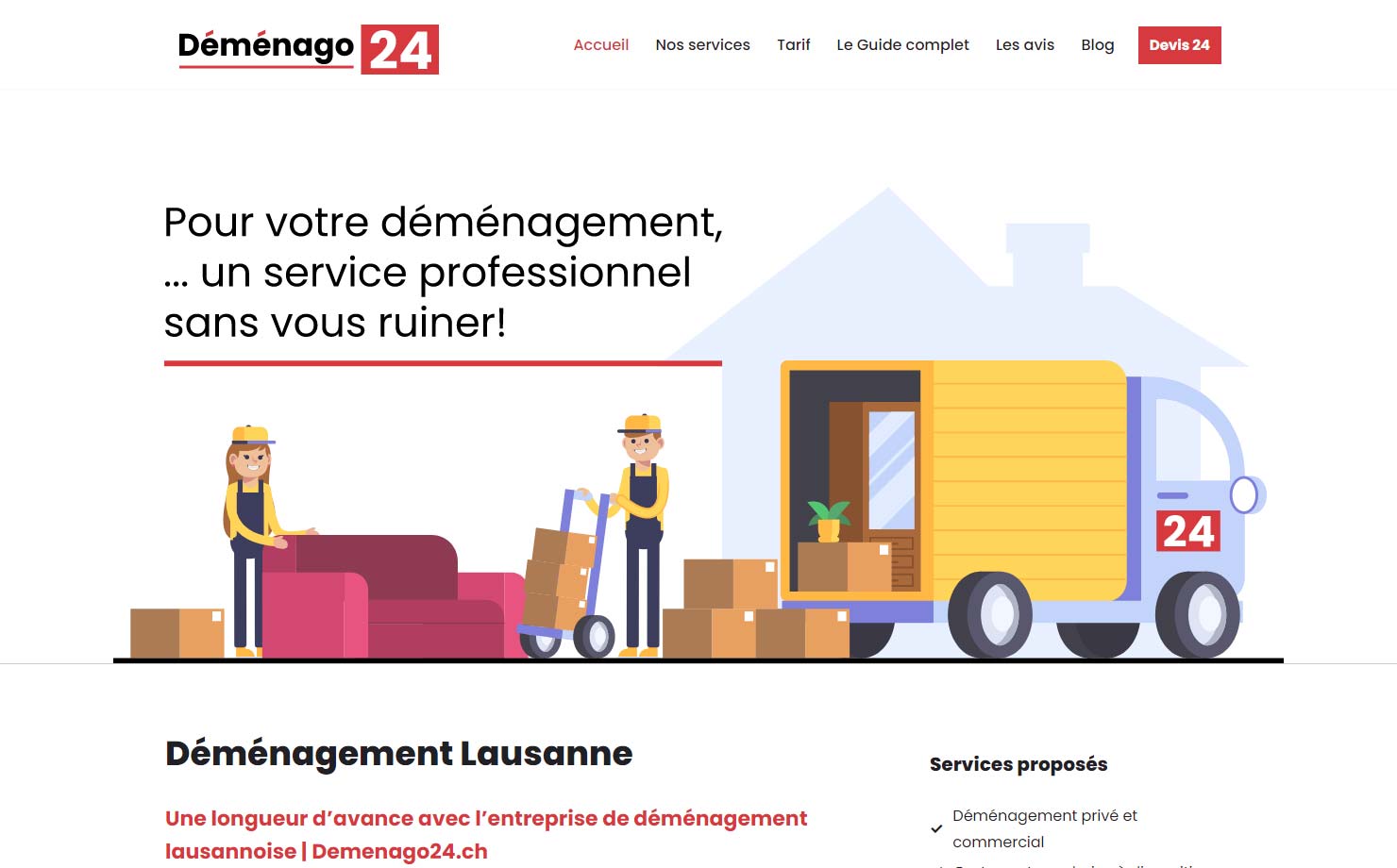 Déménago 24 - Service de déménagement en région lausannoise