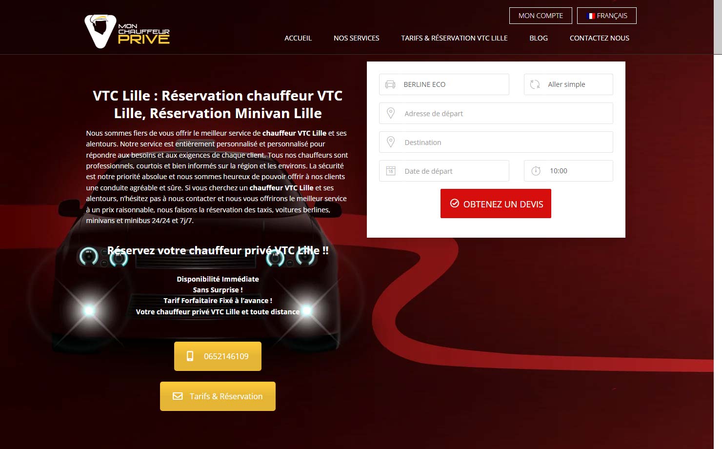 Mon chauffeur privé VTC Lille - Service de réservation de navettes de transport privées pour vos déplacements sur Lille et ses environs.