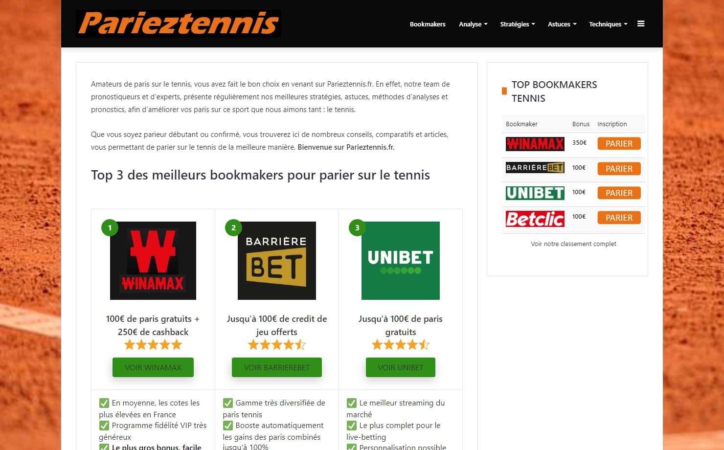 Pariez Tennis - Conseils pour parier sur le tennis