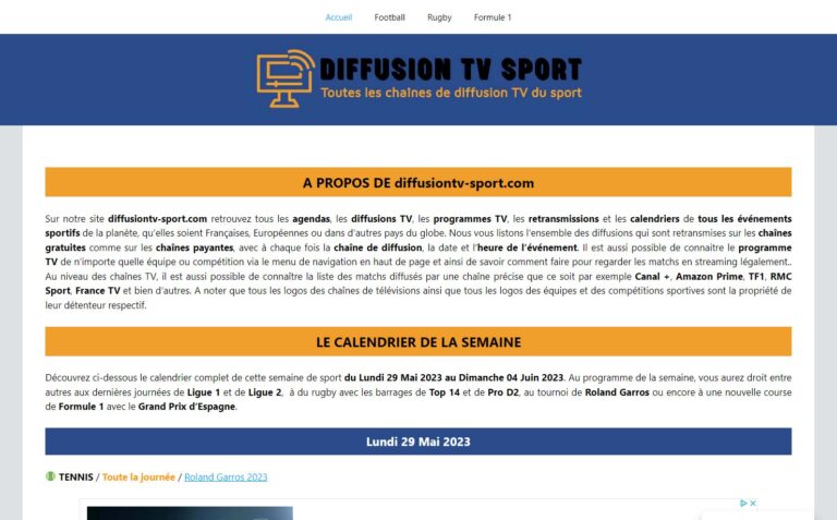 Diffusion TV sport - Toutes les chaînes de diffusion TV du sport