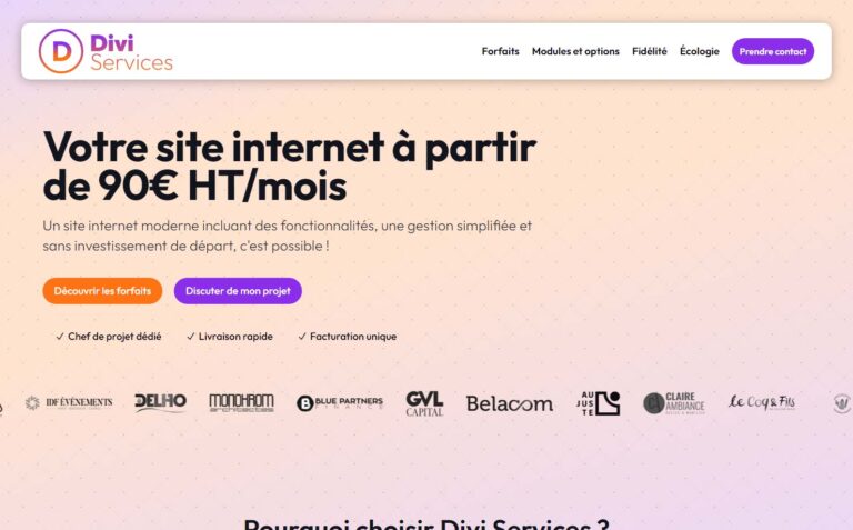 Divi Services - Votre site internet à partir de 90€ HT/mois