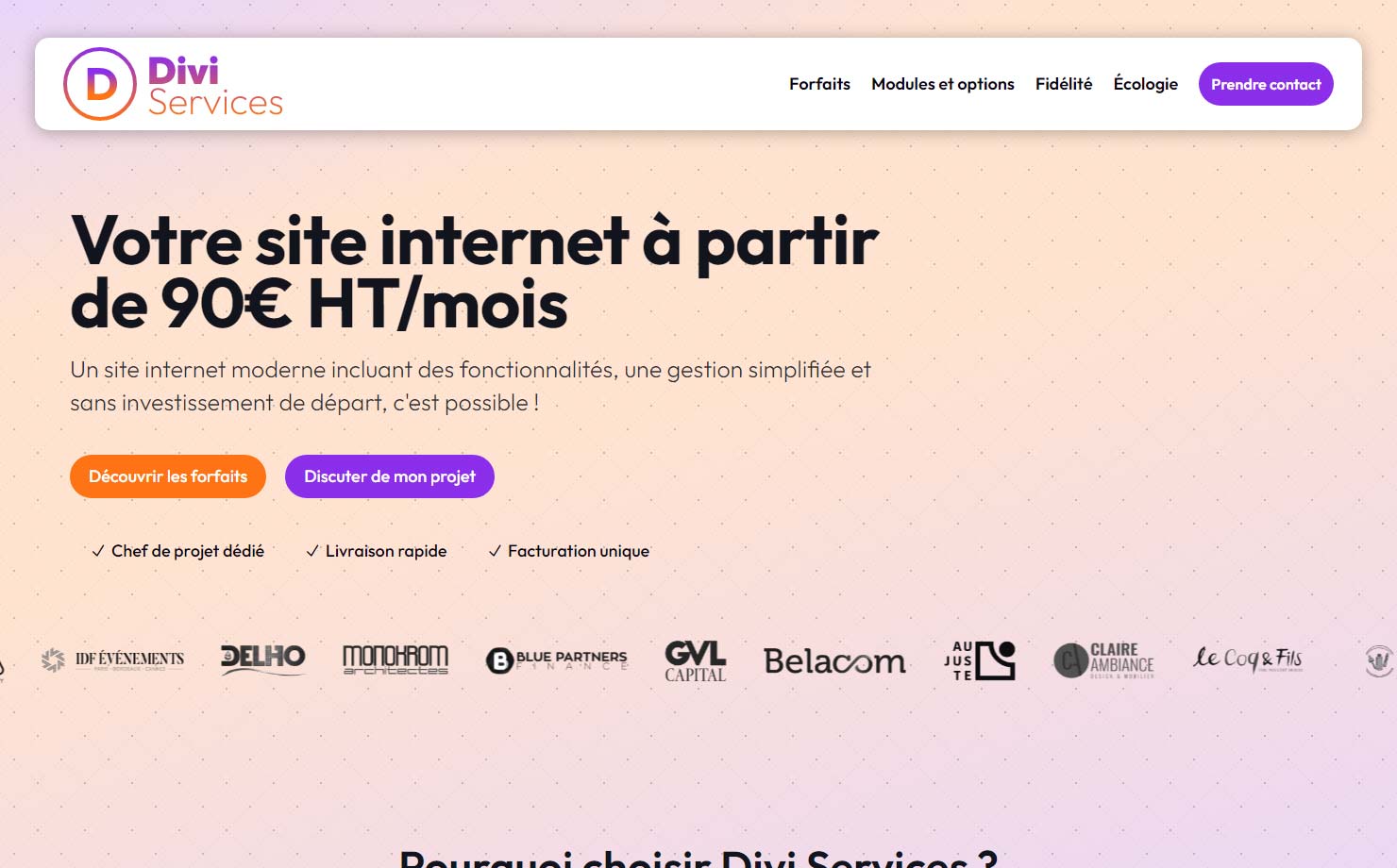 Divi Services - Votre site internet à partir de 90€ HT/mois