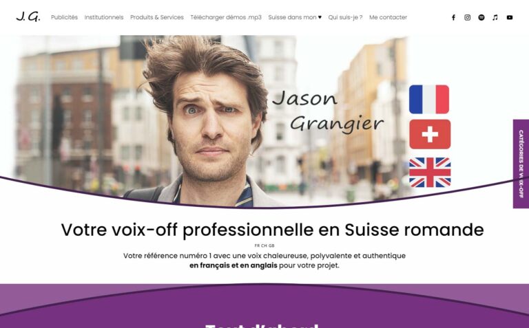 Jason Grangier - Prestations voix-off en Suisse