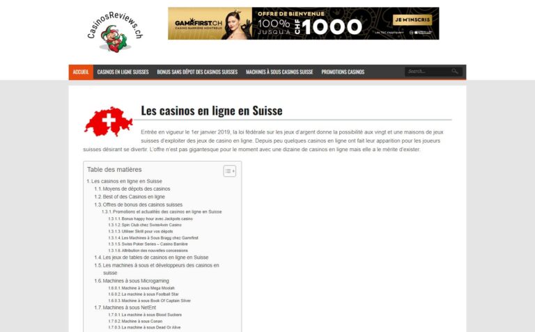 Casinos Reviews - Guides des casinos légalisés en Suisse