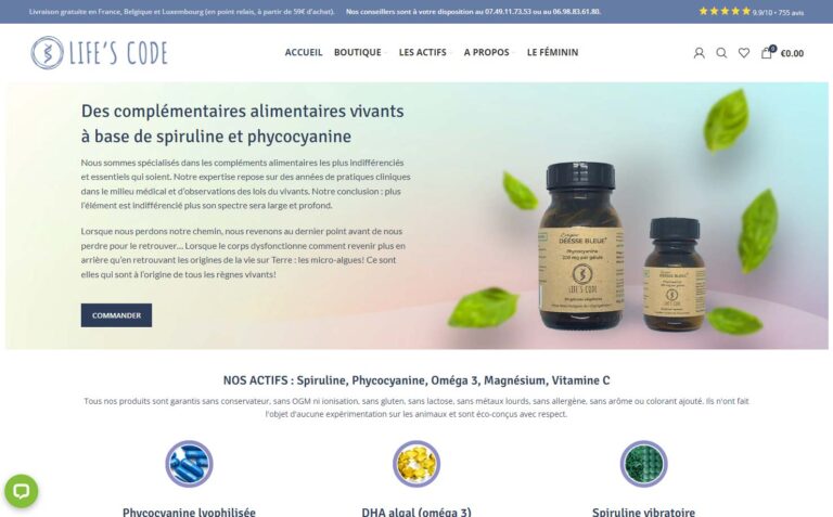 Life's Code - Spécialiste de complémentaires alimentaires à base de spiruline et phycocyanine