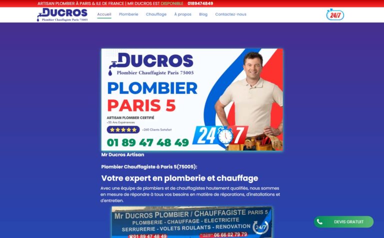 Mr Ducros Artisan Plombier à Paris 5