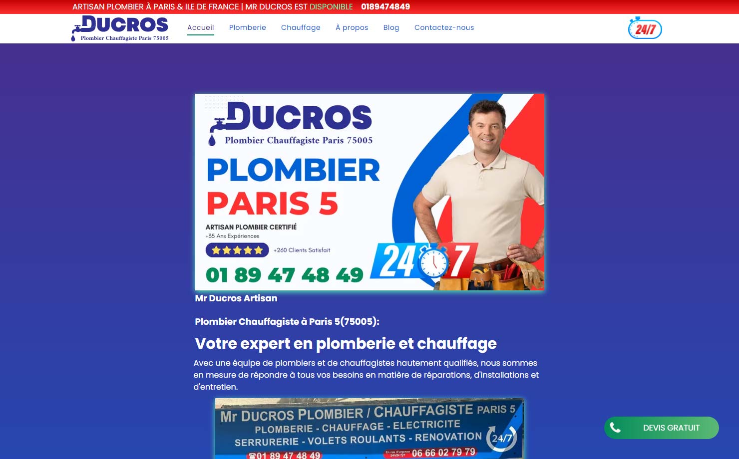 Mr Ducros Artisan Plombier à Paris 5