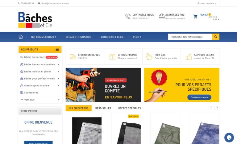 Bâches et Cie - Vente de bâche en ligne