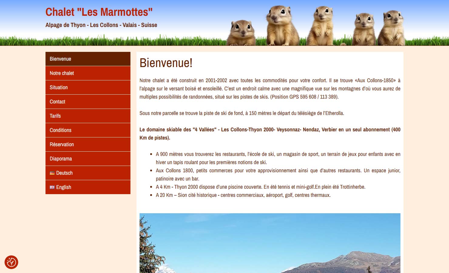 Les Marmottes - Chalet de vacances ensoleillé à Thyon