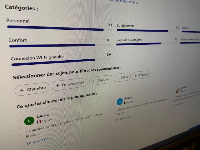 Booking avis clients établissement