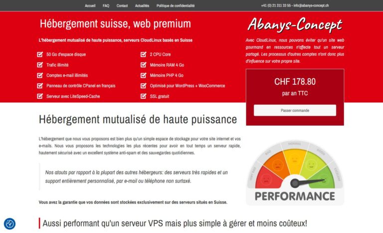 Hébergement grande vitesse sur serveurs CloudLinux
