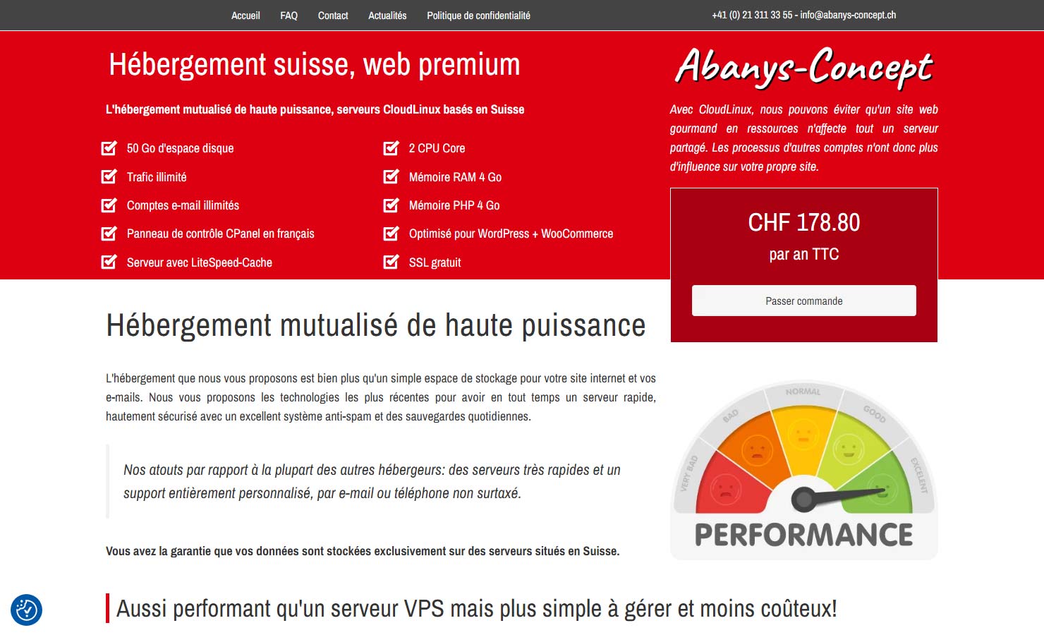 Hébergement grande vitesse sur serveurs CloudLinux