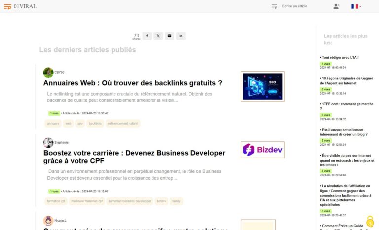 01viral - Service de publication libre d'articles