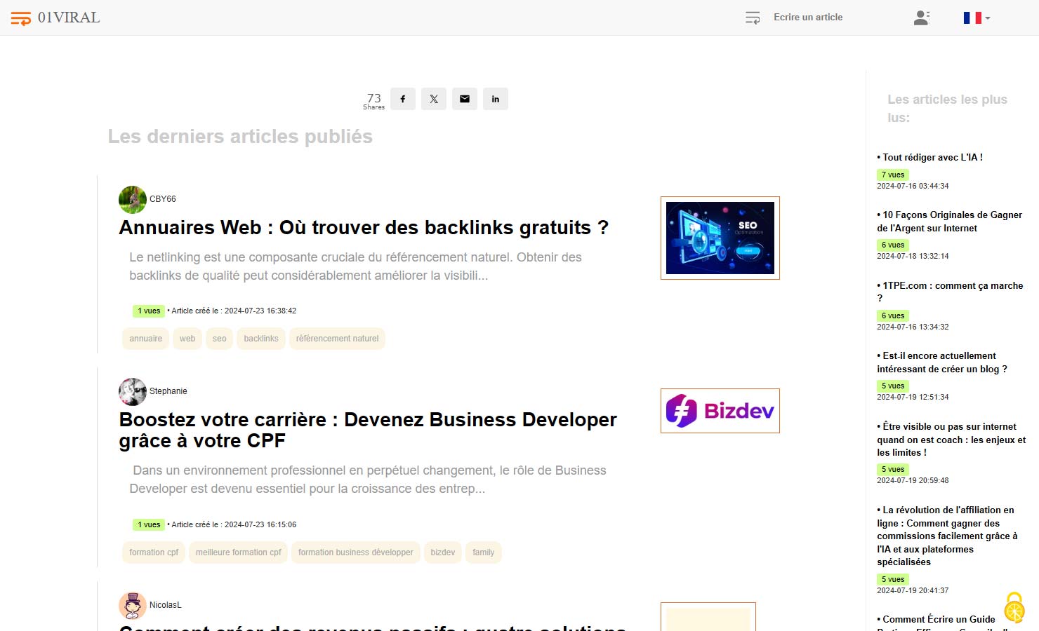 01viral - Service de publication libre d'articles