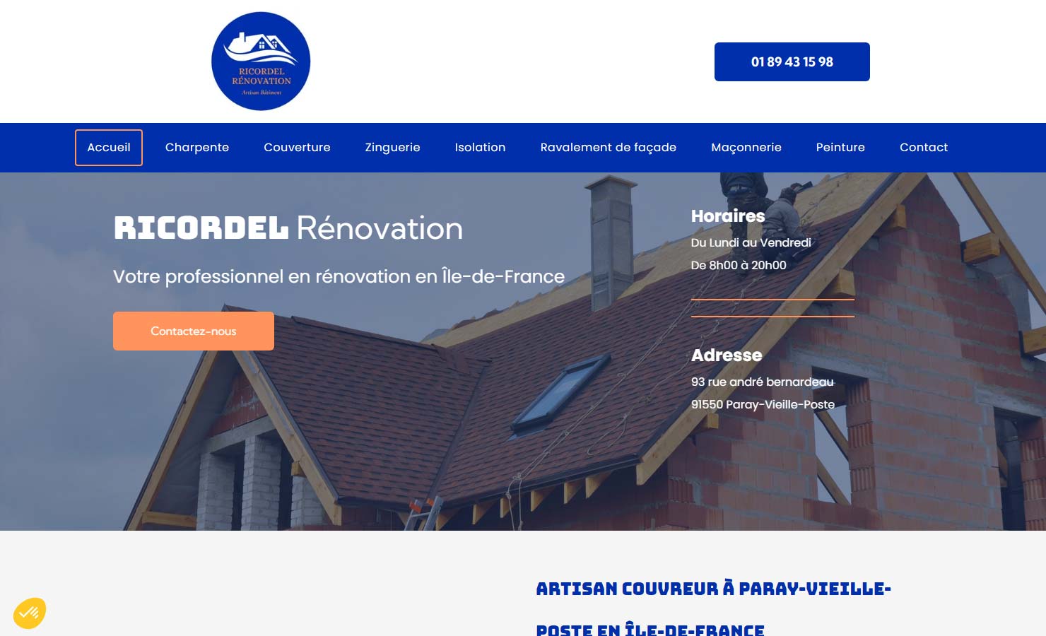 Ricordel Rénovation - Couvreur à Paray-Vieille-Poste en Île-de-France