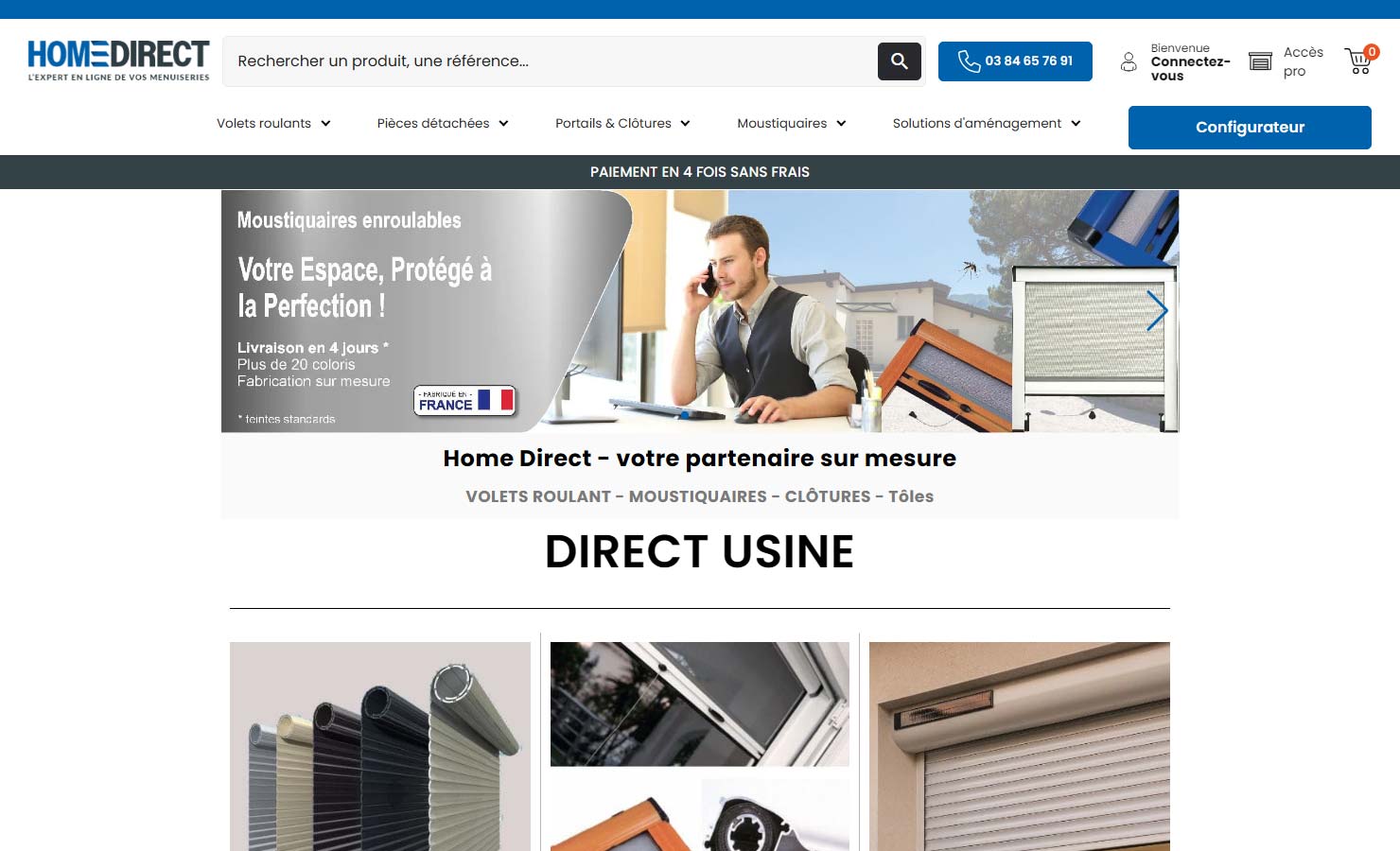 HomeDirect : Votre boutique e-commerce de volets roulants et protections solaires de qualité