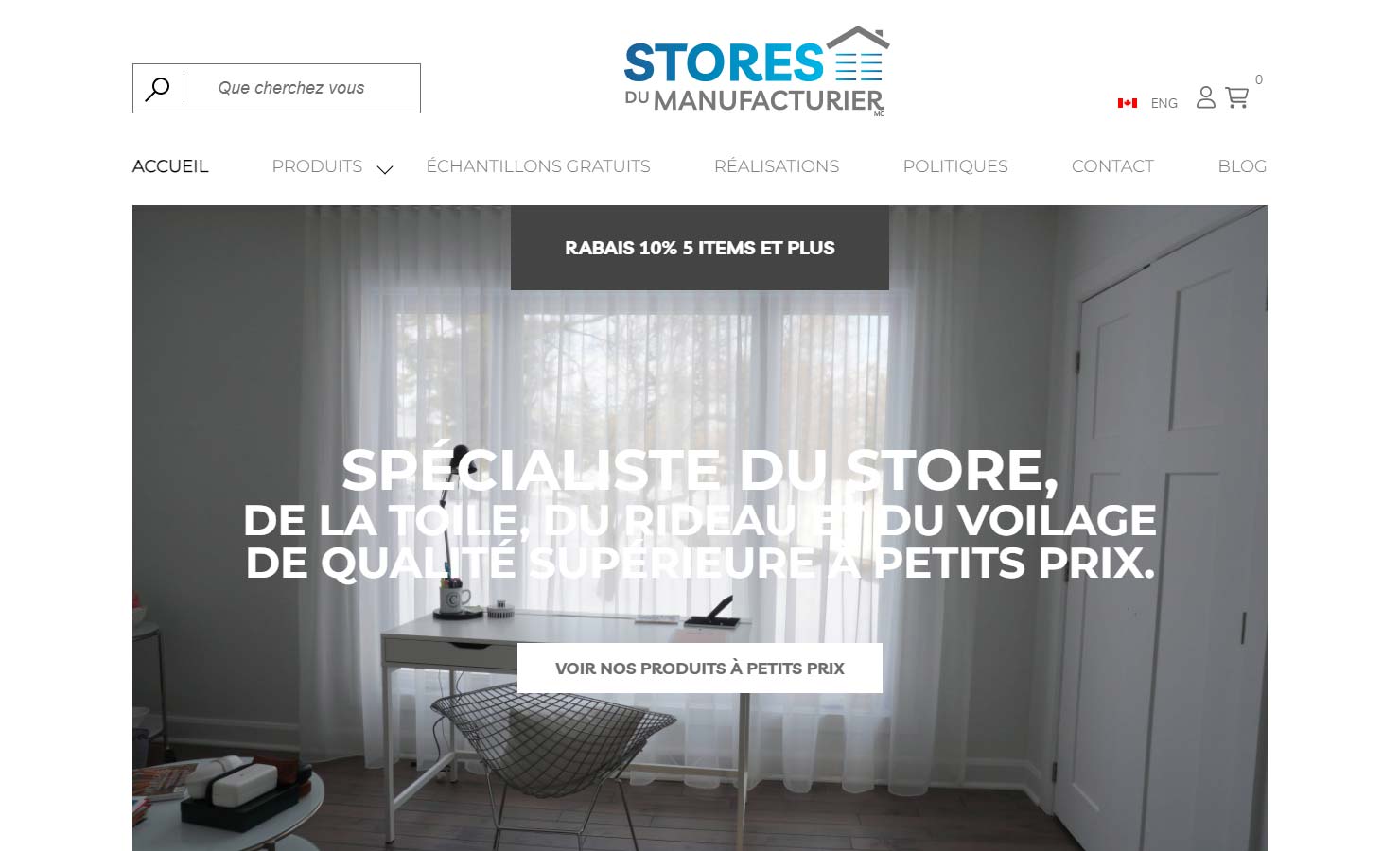Rideau sur Stores du Manufacturier