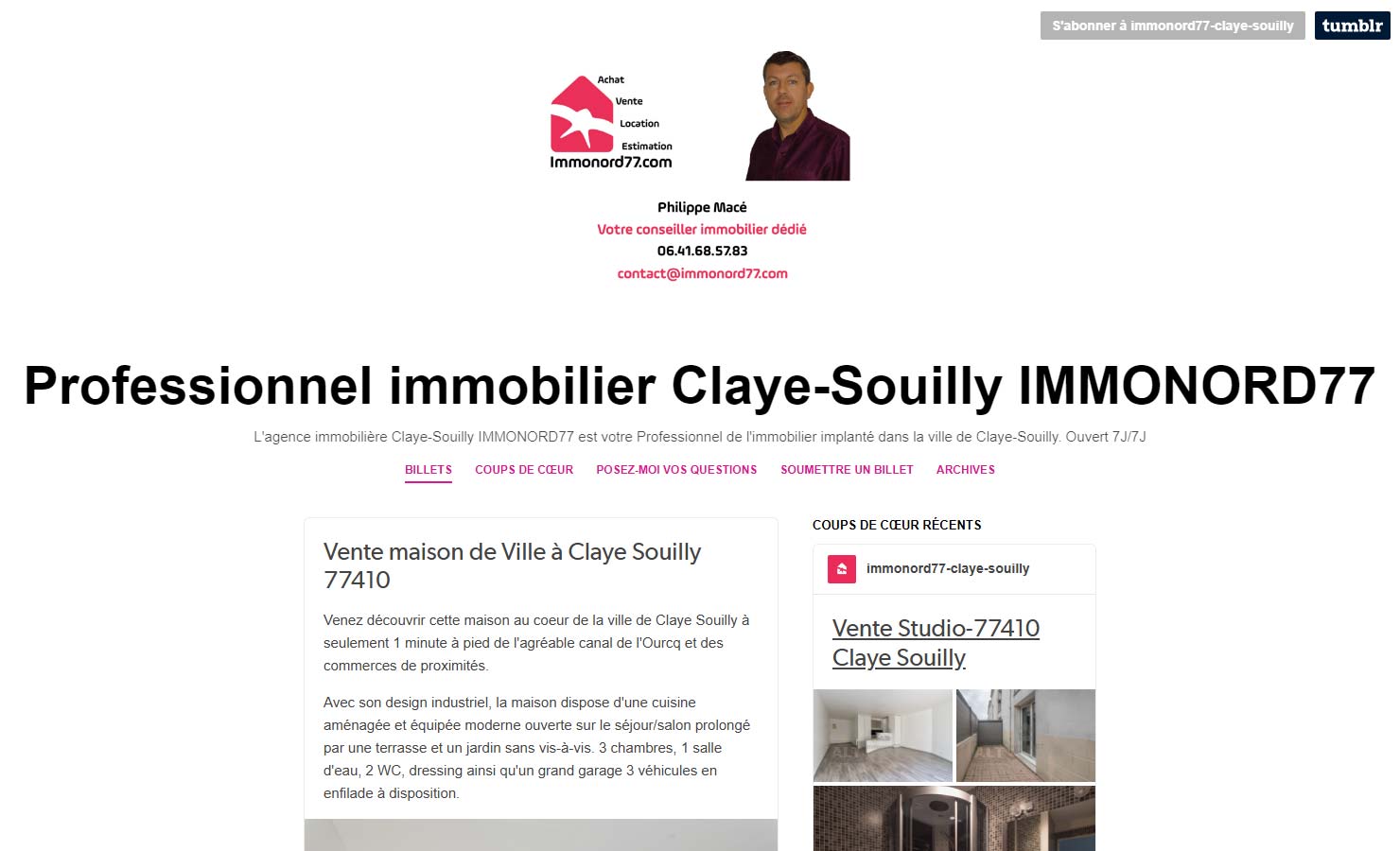 Blog de votre professionnel Immonord77 Claye-Souilly