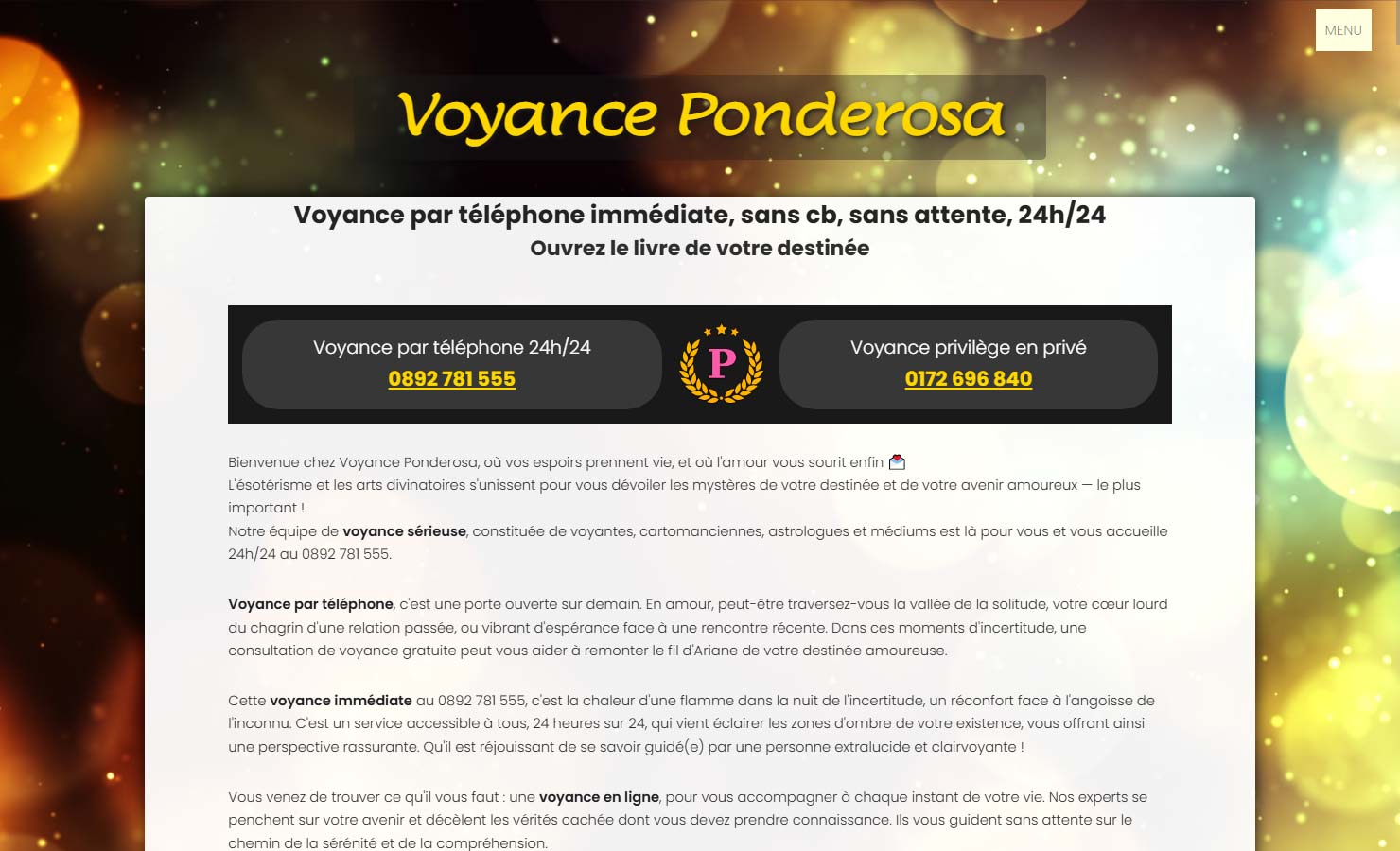 Voyance Ponderosa - la voyance gratuite de qualité