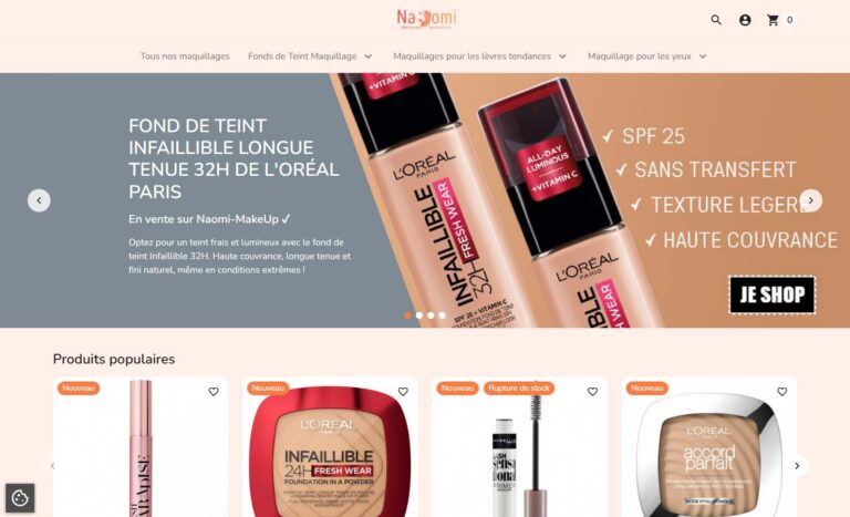 Naomi MakeUp, vente de maquillage en ligne