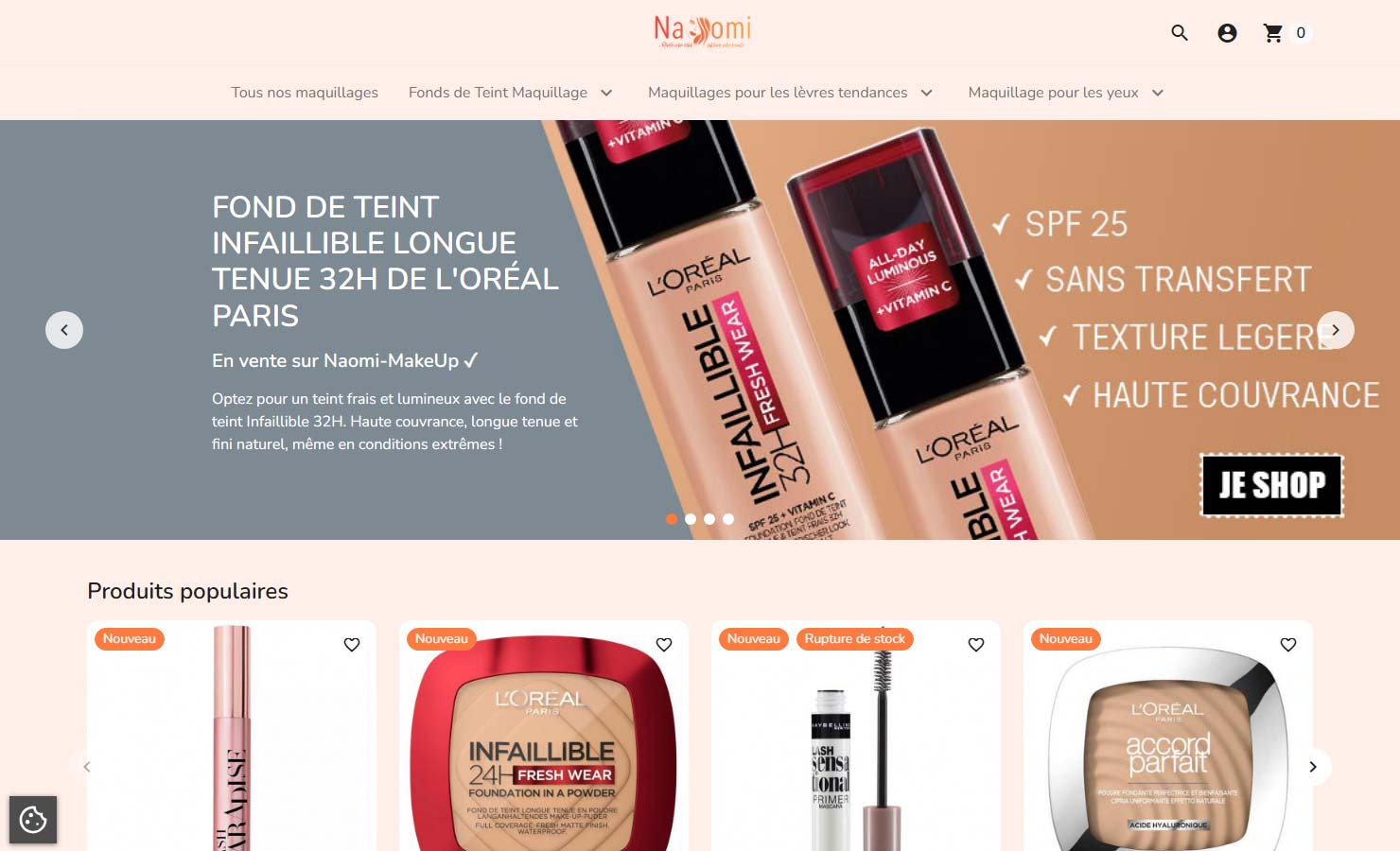 Naomi MakeUp, vente de maquillage en ligne