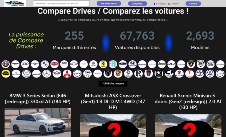 CompareDrives — Portail bilingue de comparaison et specs automobile
